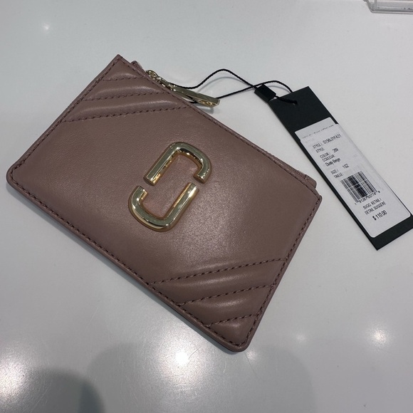 NWT! NEW! Marc Jacobs 'The Glam Shot' Top-Zip Card Holder -Taupe - Picture 2 of 5